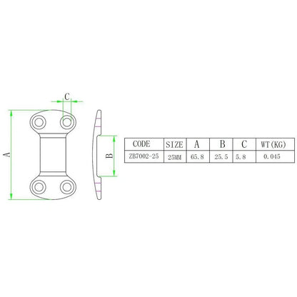 Tie Down Plate 25mm 316 Stainless Steel for Marine Trailer (2010–2023)