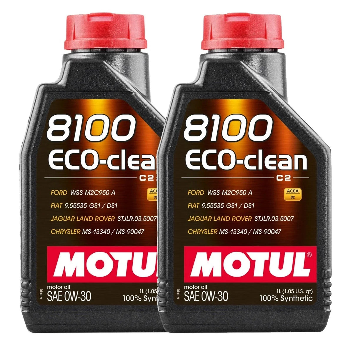 Set of 2 Motul 8100 Eco-Clean Full Synthetic Motor Oil 0W-30