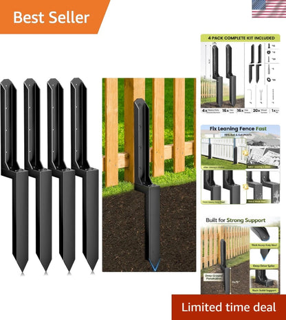 4 Pack Heavy Duty Steel Fence Post Repair Kit for 4x4 & 6x6
