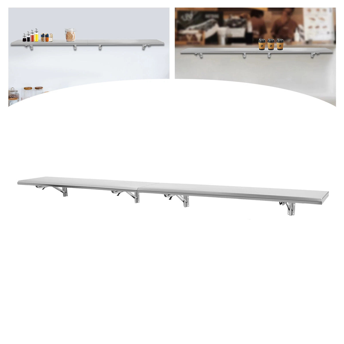 Folding Shelf for Food Truck Trailer (1996–2012) 12" Stainless Steel