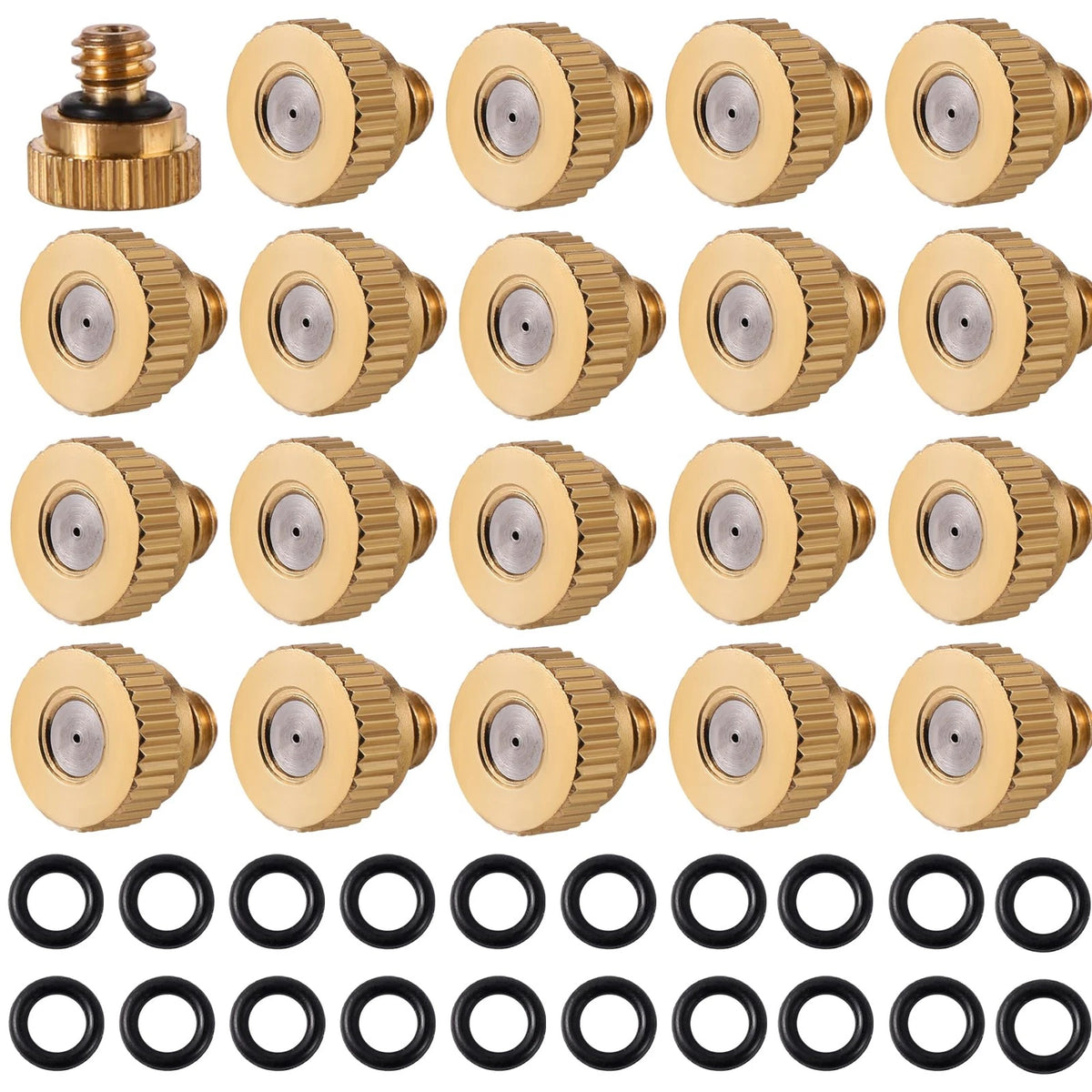 20 Pack Misting Nozzles for Outdoor Cooling (0.02 Inch Orifice)