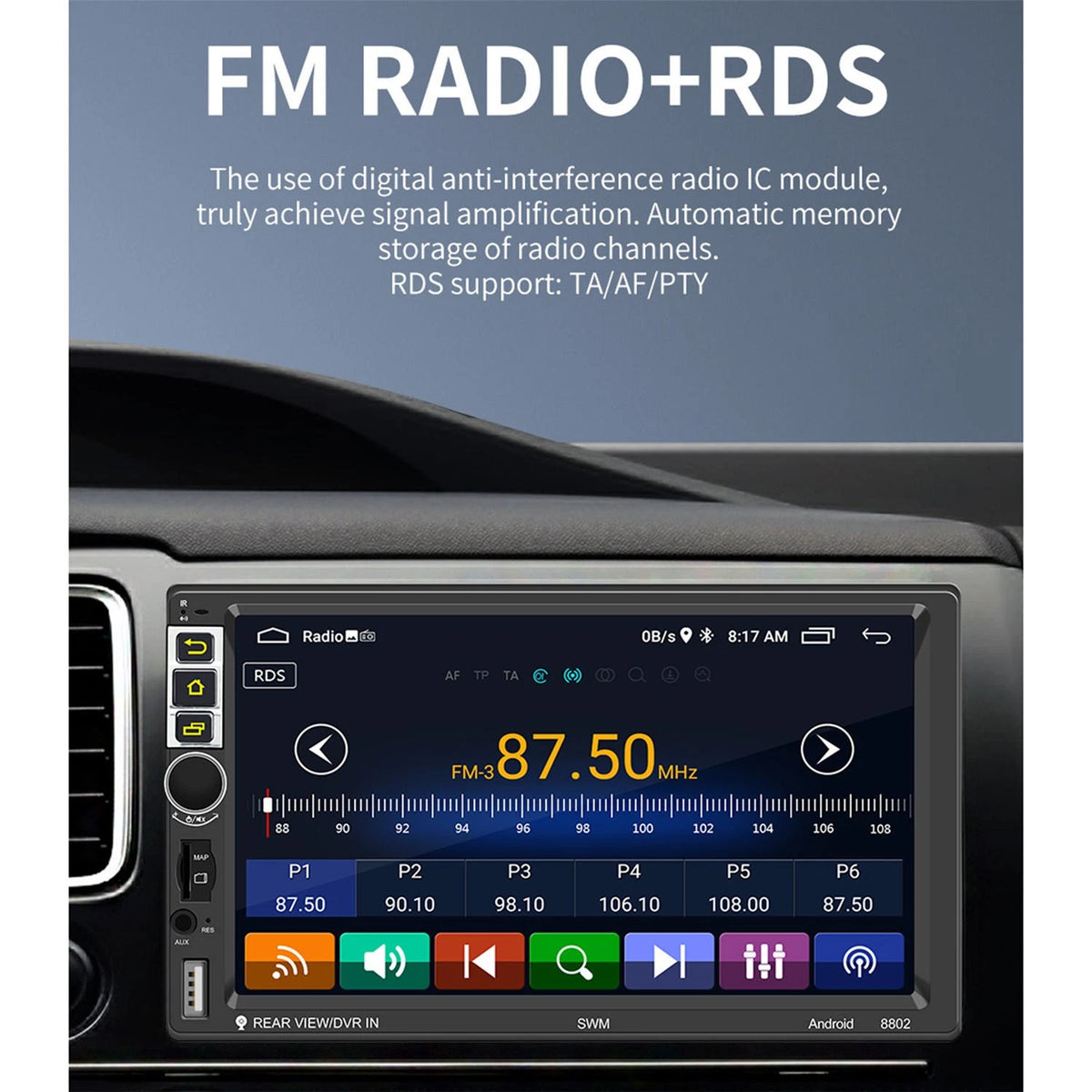 7-Inch Android 10.1 Car Radio for Universal Fit (2-Din, Bluetooth, WIFI)
