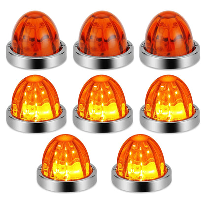 8pcs Chrome Amber LED Side Marker Light Assembly for Watermelon
