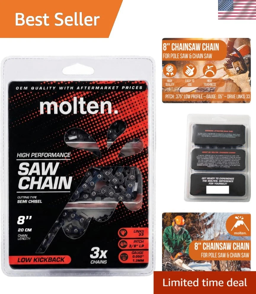 8-Inch Chainsaw Chain for Portland & Greenworks Saws (No Part Numbers)