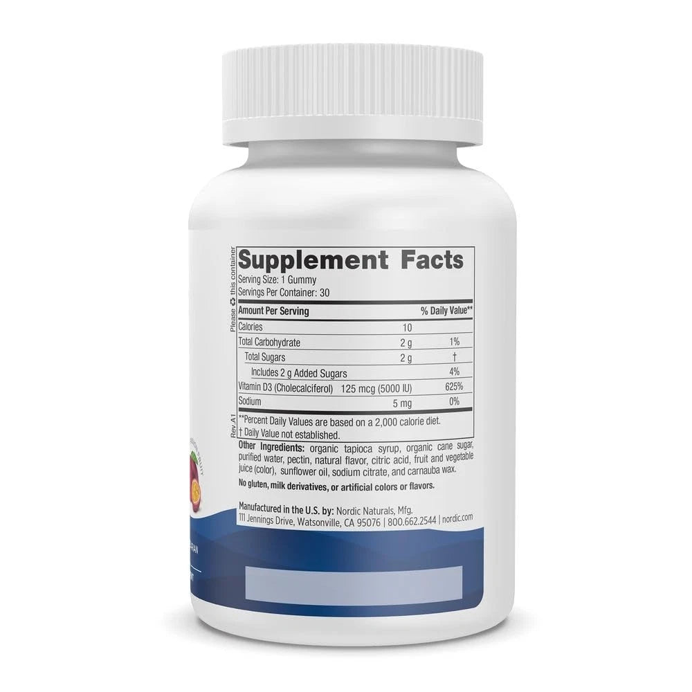 30 Count Vitamin D3 5000 Gummies for Nordic Naturals - Passion Fruit