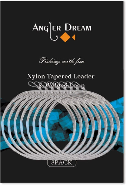 8 Pack 9ft High Strength Nylon Fly Fishing Leader for Easy Rigging