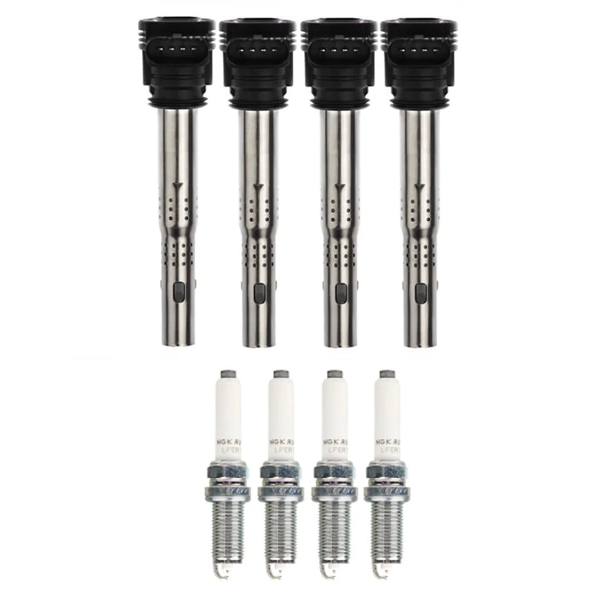 NGK 4 MOD Ignition Coils & RutheniumHX Spark Plugs Kit for Audi allroad (2001–2023)