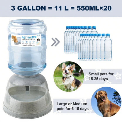 3 Gallon Automatic Gravity Dog Water Dispenser for Large Breeds