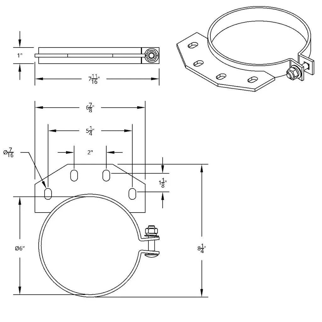 Exhaust Stack Mount Bracket for Peterbilt Unibilt Ultra Cab (Chrome, 10293)
