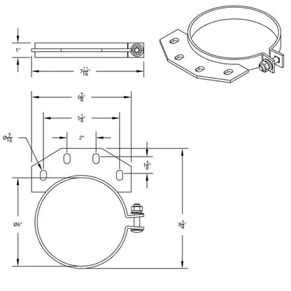 Exhaust Stack Mount Bracket for Peterbilt Unibilt Ultra Cab (Chrome, 10293)