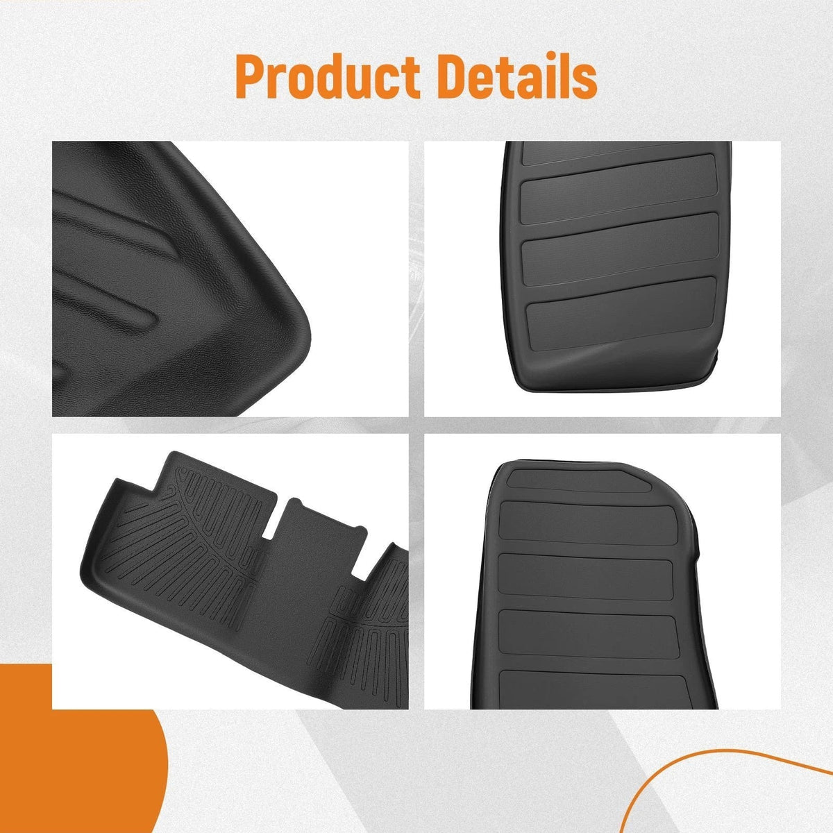 Set of 4 Anti-Slip TPE Carpet Floor Mats for Tesla Model 3 (2024–2025)
