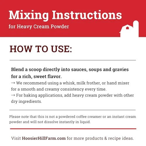 Heavy Cream Powder for Hoosier Hill Farm (1LB Pack)