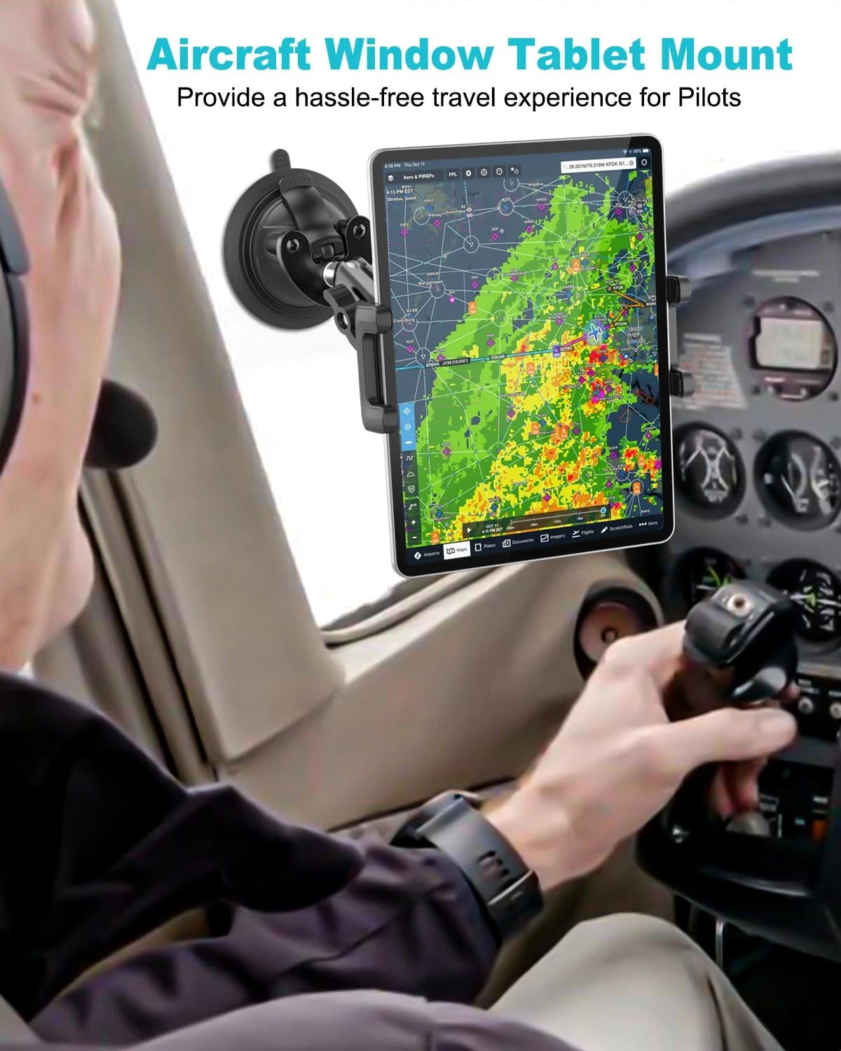 Tablet Holder for Aircraft 8.85 inches - Strong Suction Cup, Black