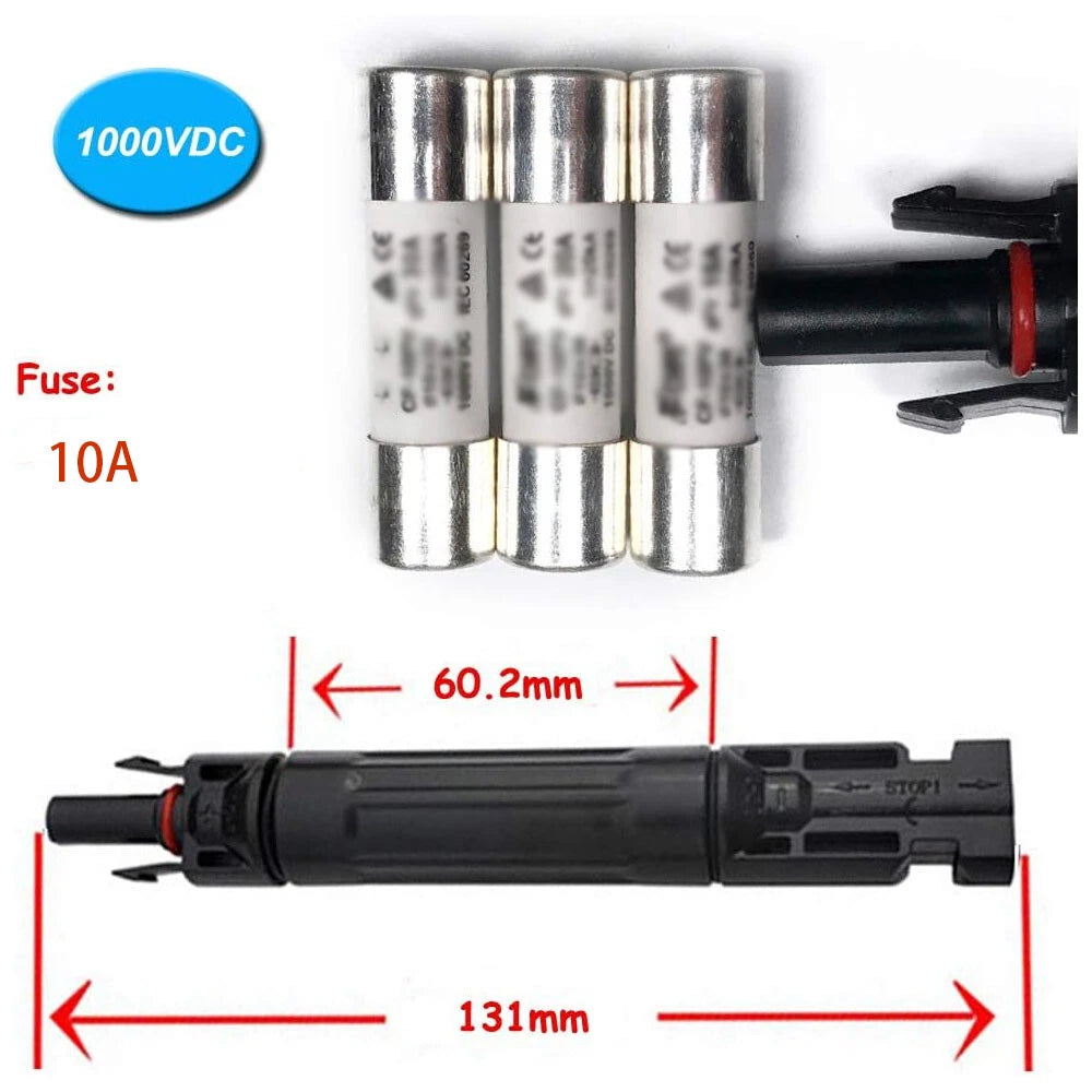 10pcs 10A In-Line Fuse Holder for Solar Panel Cable - Waterproof Connector
