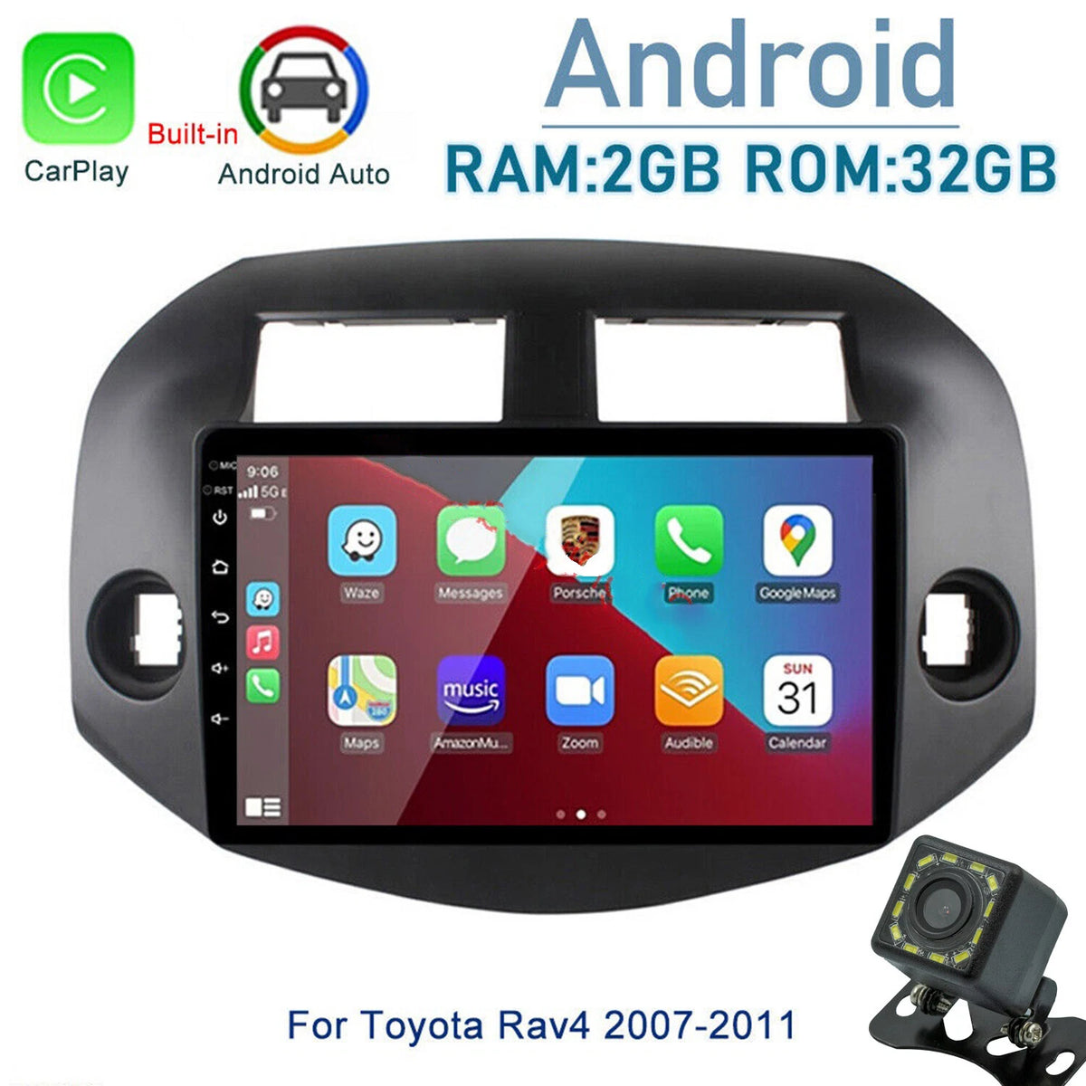10.1" Android 12 Car Stereo for Toyota RAV4 (2007–2011) Carplay Camera