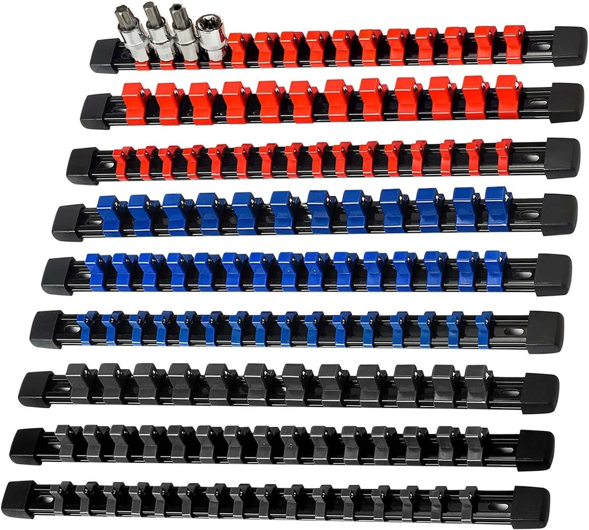 9-Piece Socket Organizer for 1/2 inch, 3/8 inch, and 1/4 inch Drive