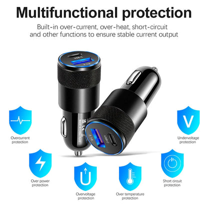 2 Port PD USB C Fast Charging Car Charger Adapter for iPhone 14 13 12 11