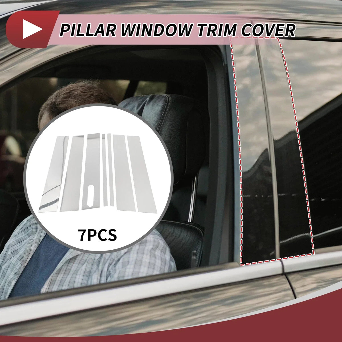 7pcs Door Pillar Window Trim for Ford Explorer Sport Trac (2001–2005) Chrome