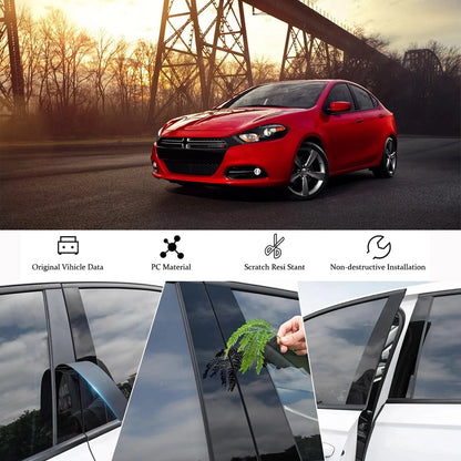 Set of 6 Charger Side Door Window Trim for Dodge (2011–2021) Gloss Black