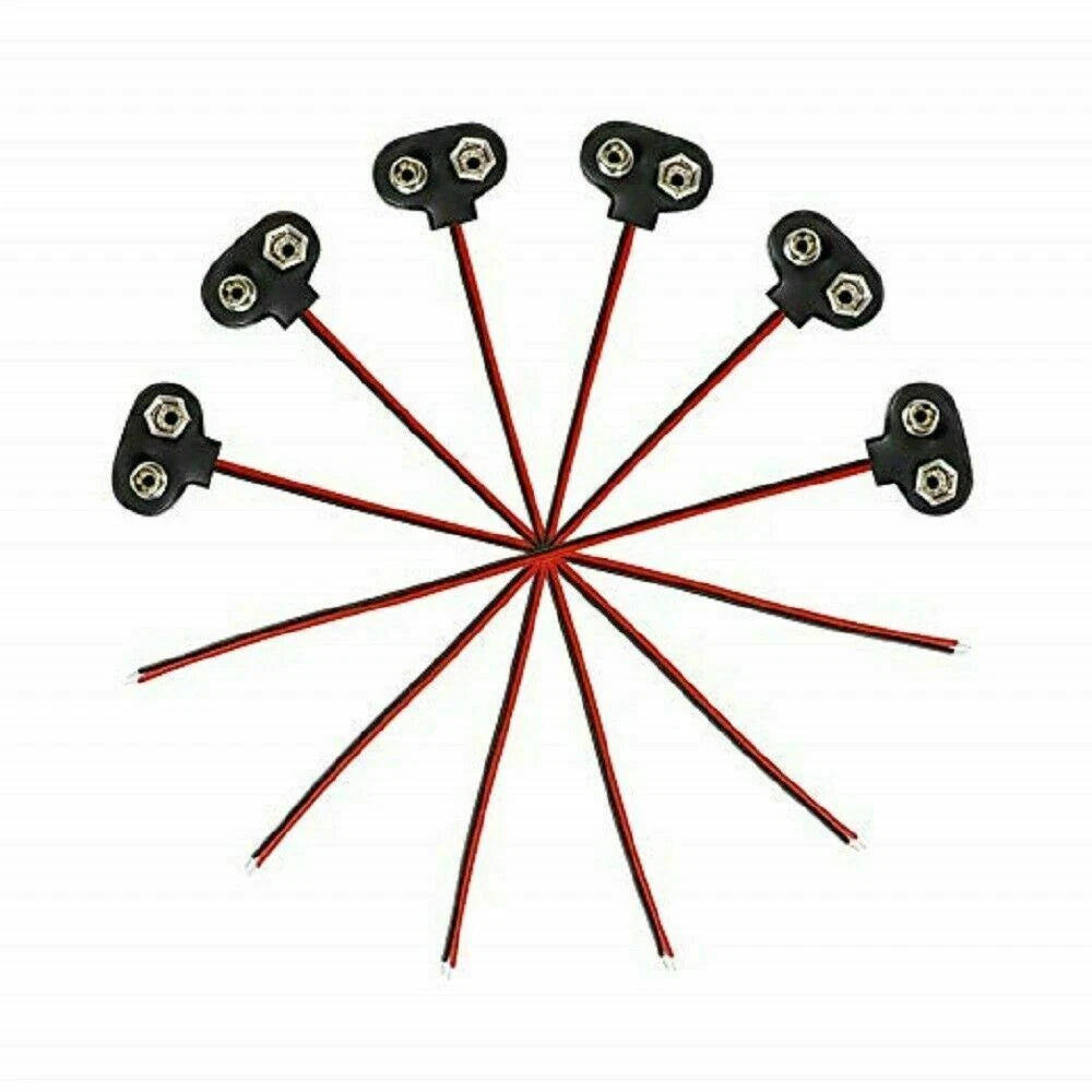 Pack of 10 9V Battery Connector Snap Clip Wire Lead Holder T Type