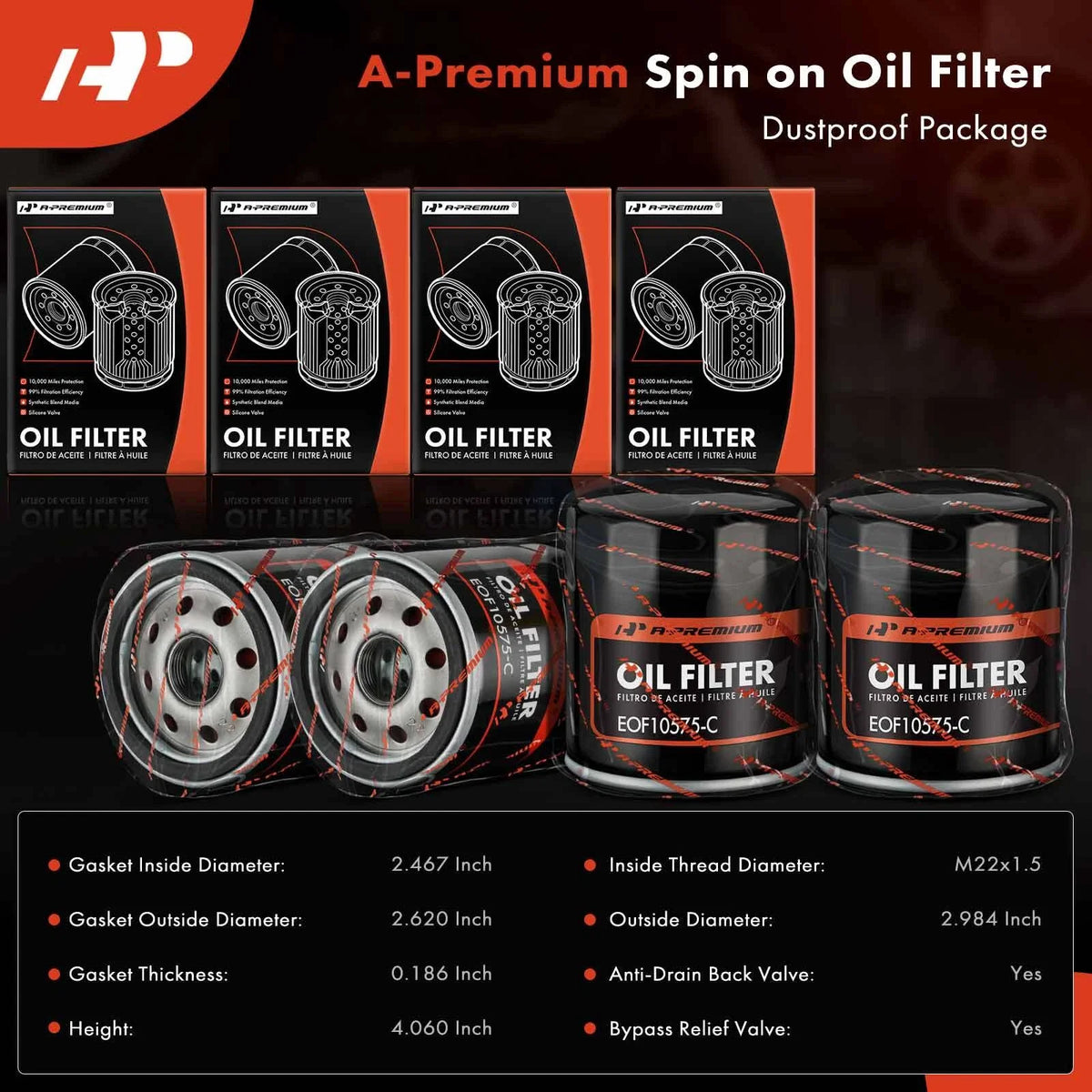 Set of 4 Engine Oil Filters for Ford F-150 (2011–2023) & Chevrolet Silverado 1500