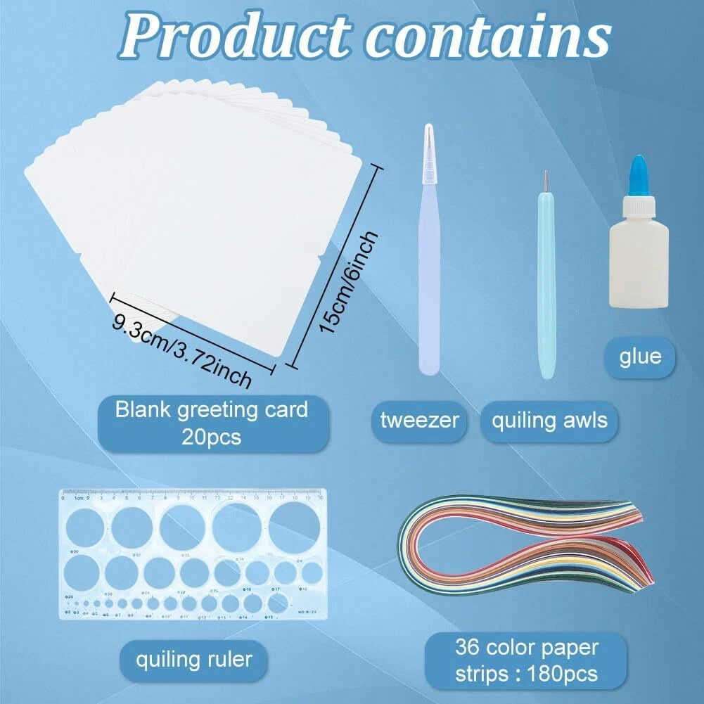 Paper Quilling Kit for Flower Cards (20 Sets)