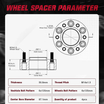 4PCS 2" Hubcentric Wheel Spacers for Lincoln Navigator (2015–2024)