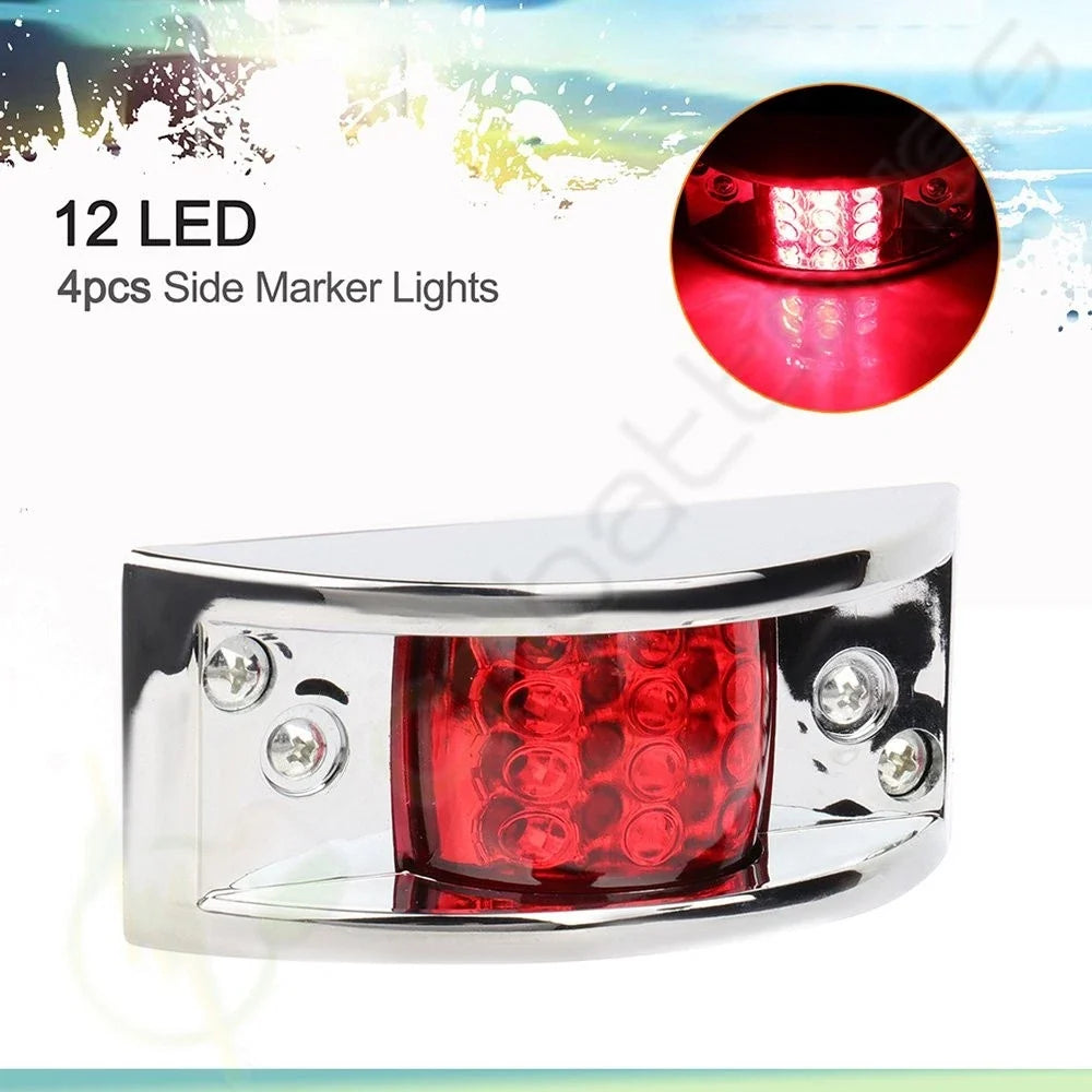 4X 5 Inch Red Side Signal Turn Indicator Light for Pickup Lorry Truck Van