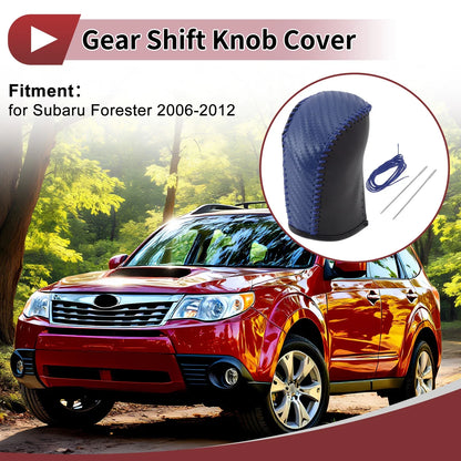 1 Pc Gear Shift Knob Cover for Subaru Forester (2006–2012) Blue Faux Leather
