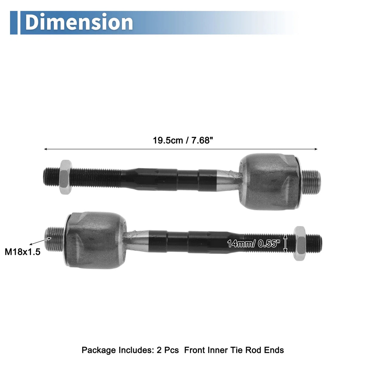 2 Pcs Front Inner Tie Rod End Links for Ford Fusion (2006–2009)