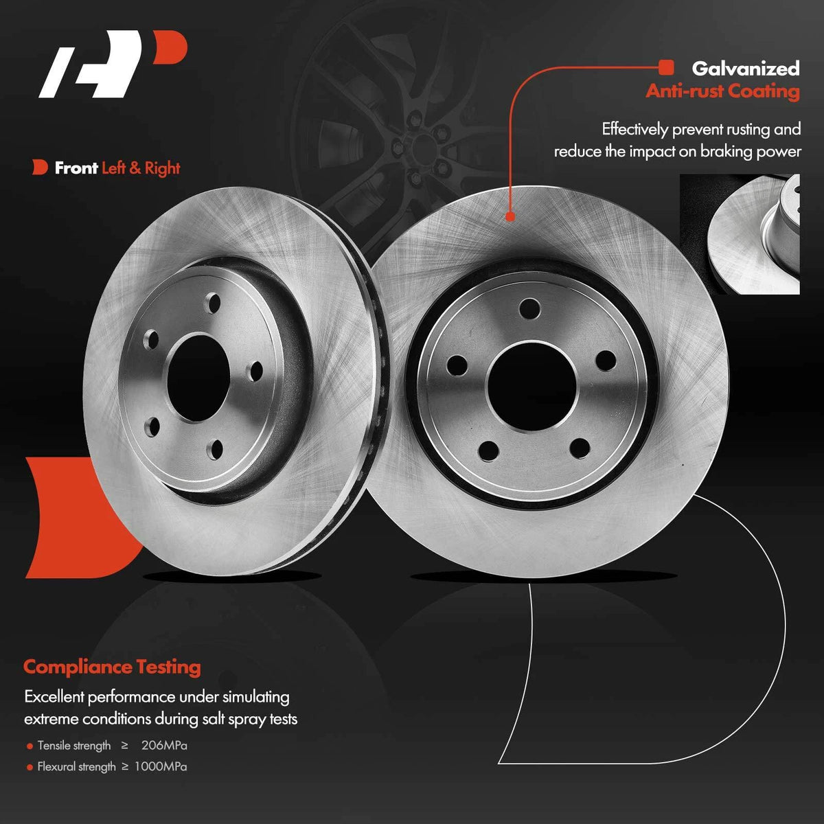 Front Disc Brake Rotor & Pad + Wheel Hub for Jeep Commander (2006–2010) PRT5655, BR53026, 121-58001