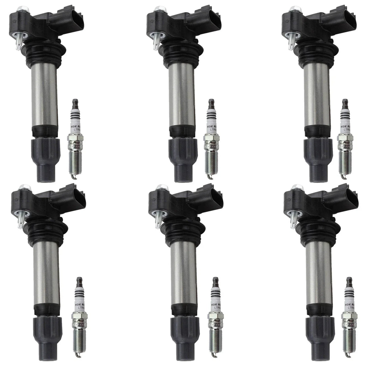 Set of 6 Ignition Coils & NGK Ruthenium Spark Plugs for Equinox Terrain (2005–2010)
