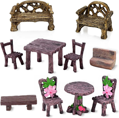 Miniature Table and Chairs Set for Fairy Garden