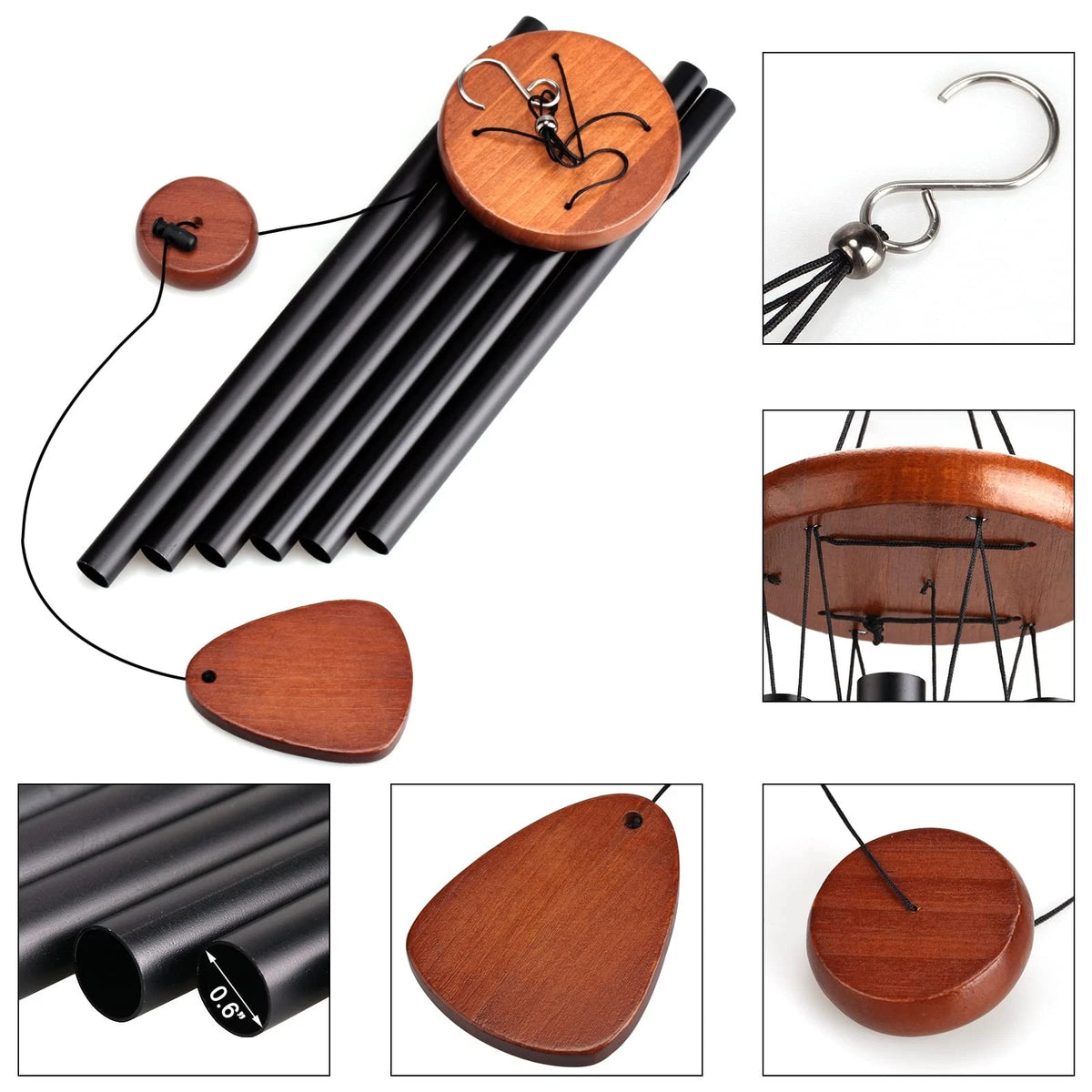 Large Outdoor Wind Chimes for Memorial Use - Deep Black
