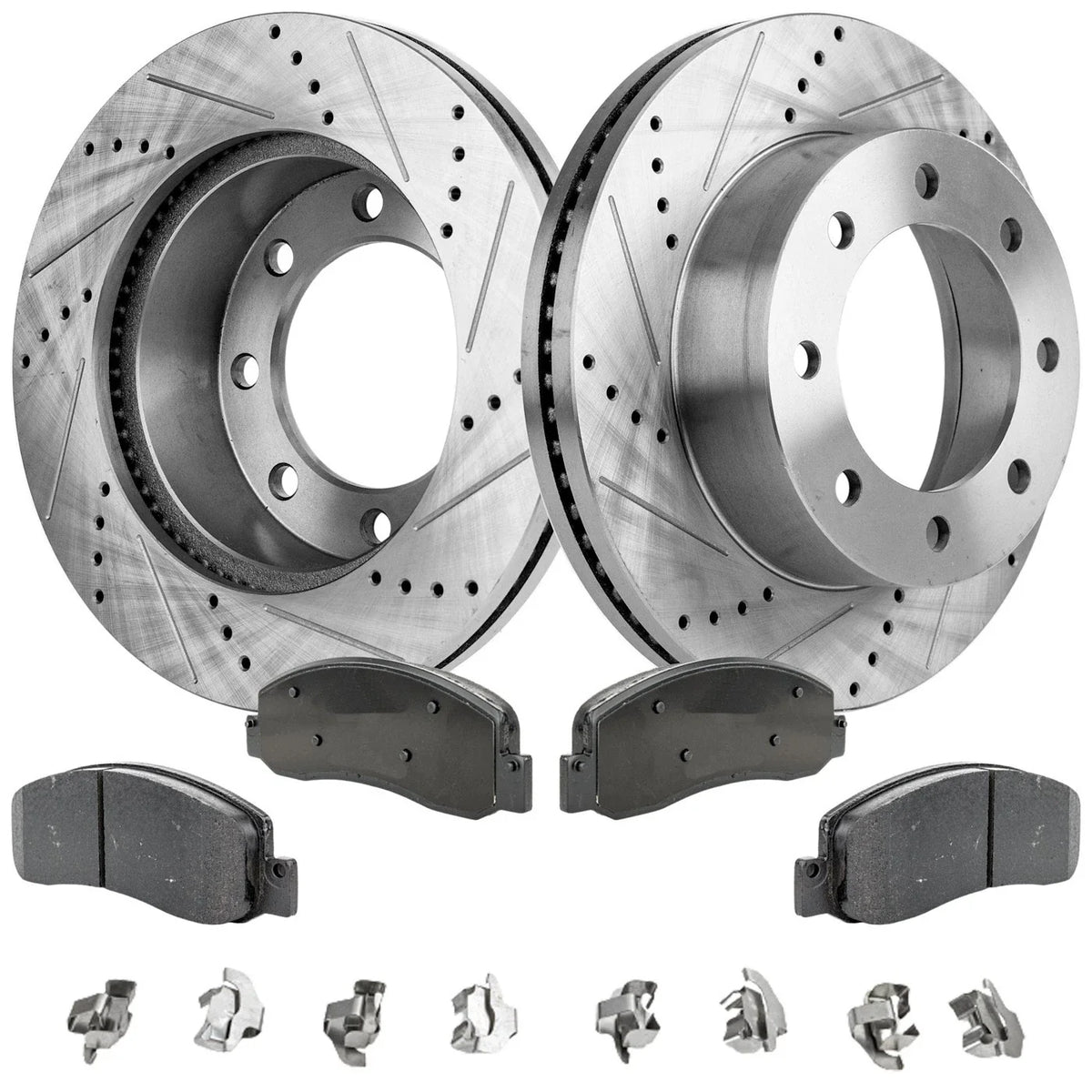 Disc Brake & Pad Kit for Ford F-350 Super Duty (2005–2012) Cross-drilled