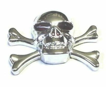 Cutout Skull & Crossbones Emblem for Universal (50100) Chrome Red Eyes
