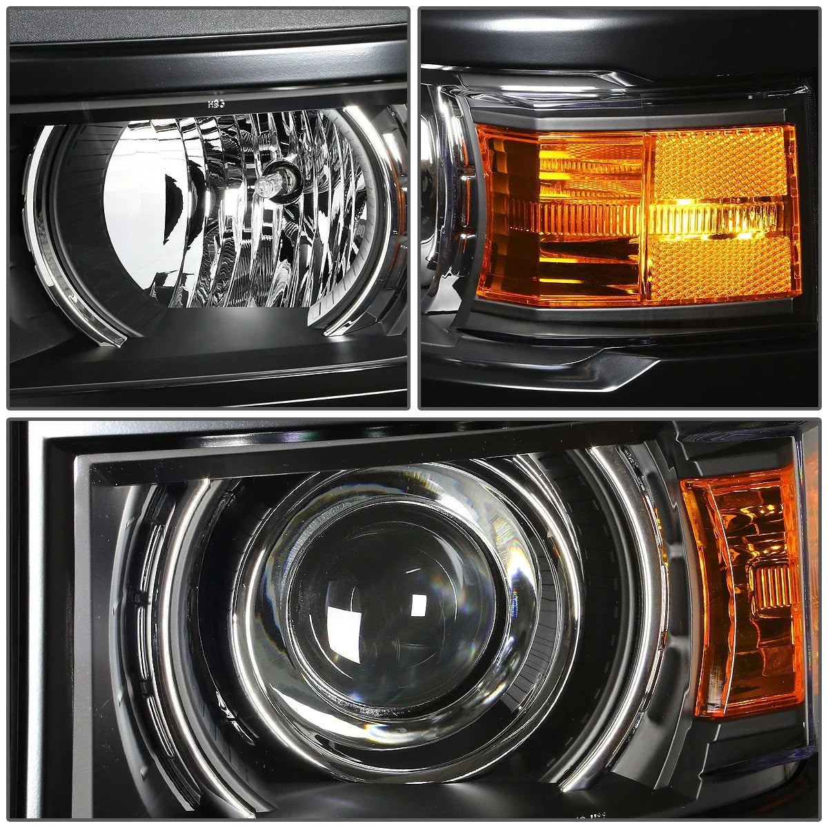 LED DRL Tube Projector Headlights for Chevy Silverado (2014–2015)