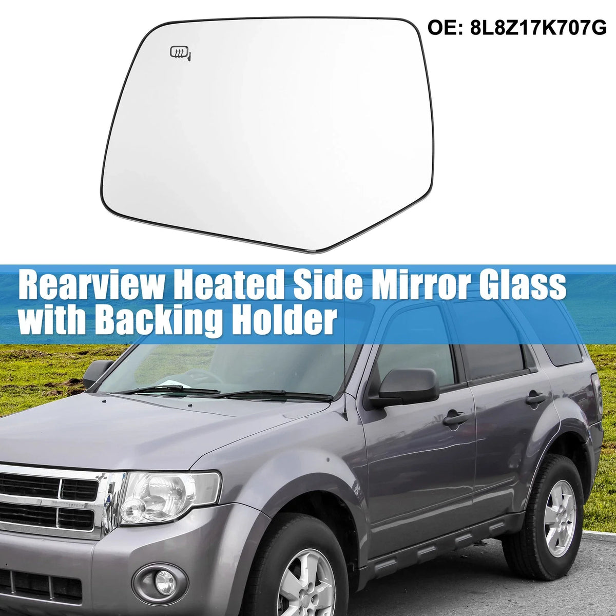 Heated Left Rearview Mirror Glass for Ford Escape (2008–2019)