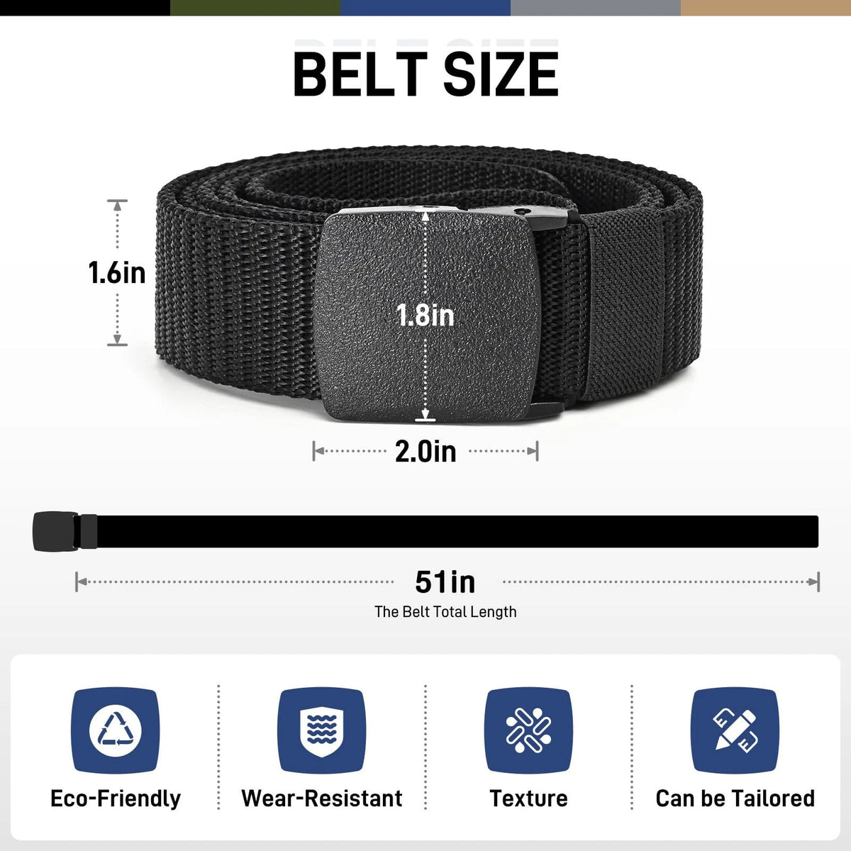 5 Pack Tactical Nylon Belts for Casual Military Use