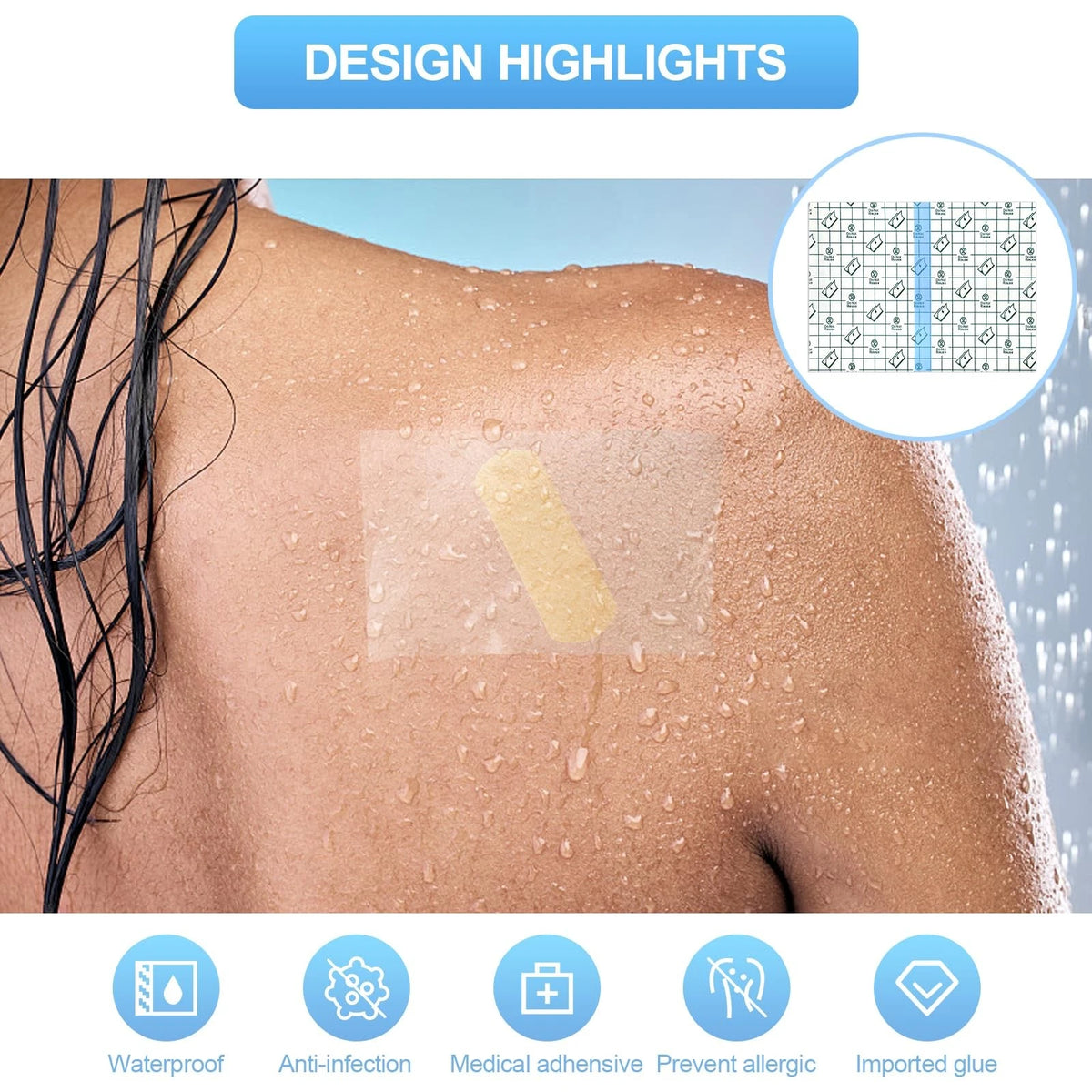 50 Pieces Transparent Stretch Adhesive Bandage Large Waterproof Film