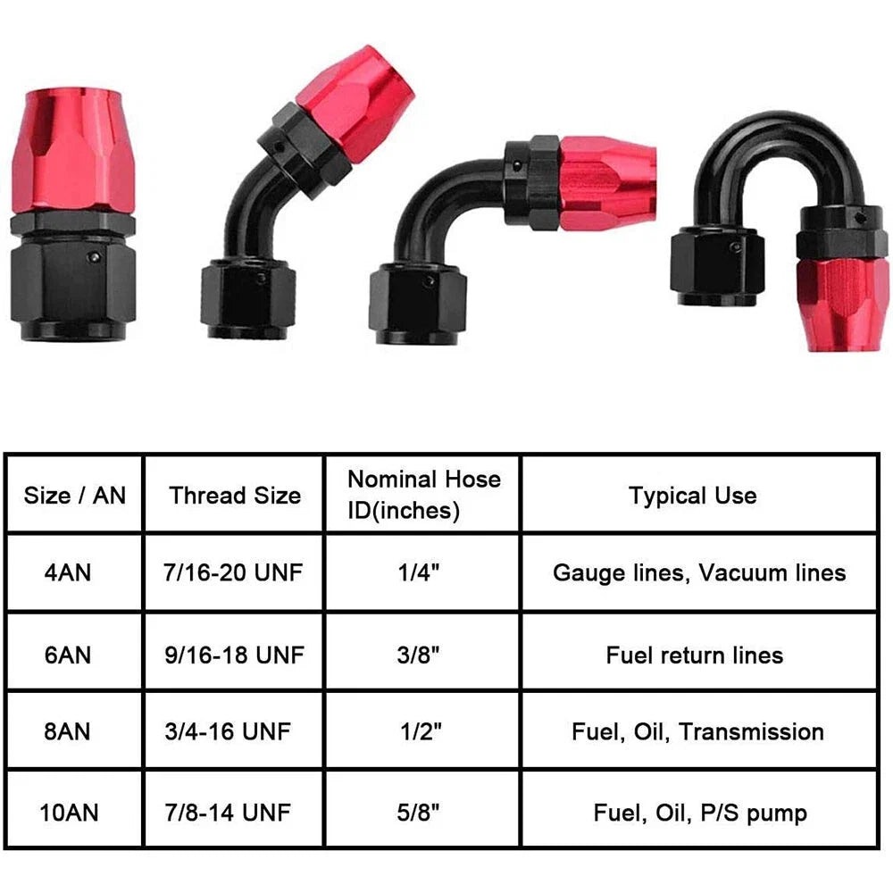 16FT 6AN Fuel Line Hose Kit for Universal Applications (Steel Nylon Braided)