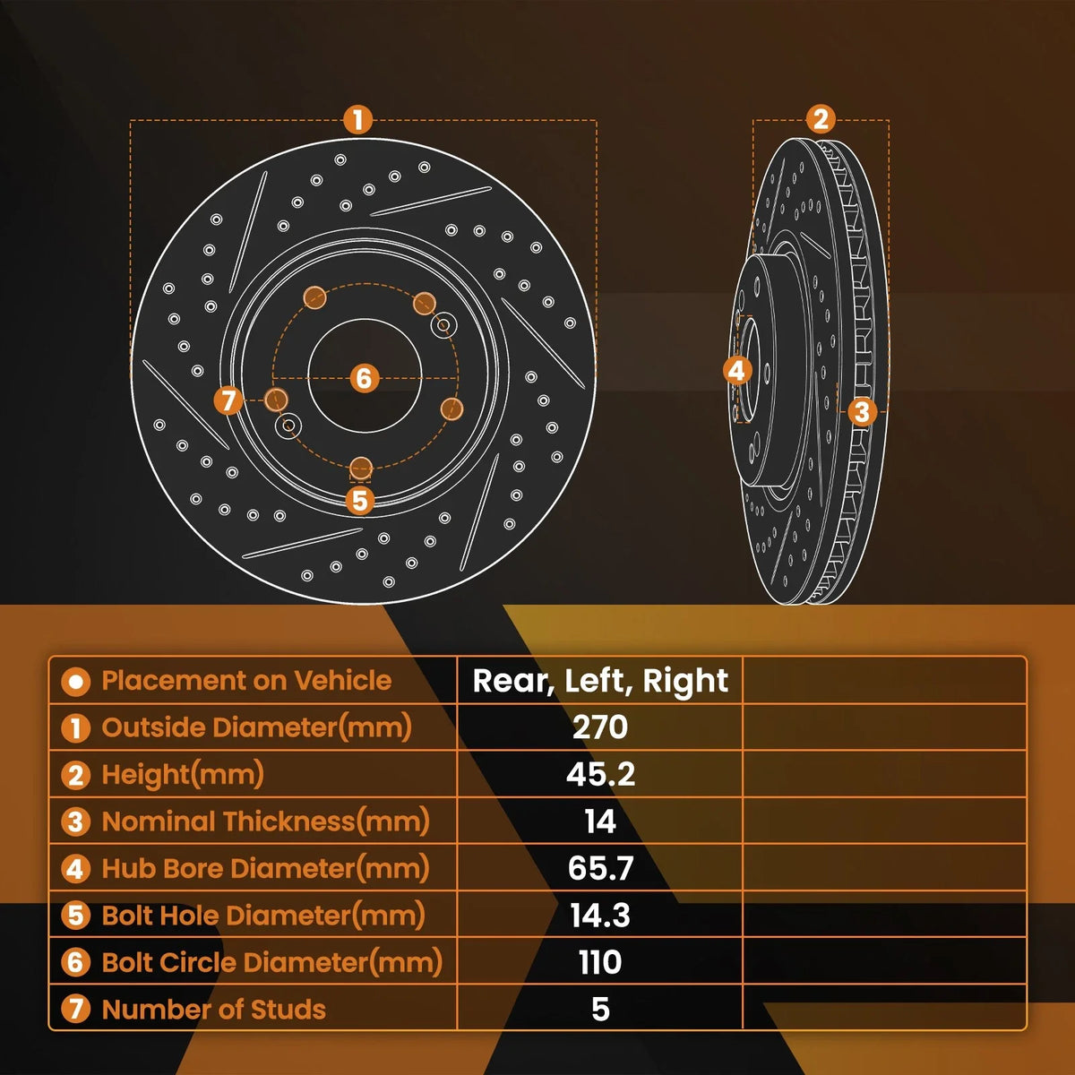 Set of 2 Rear Brake Rotors + Ceramic Pads for Chevrolet HHR (2008–2010) S-55094