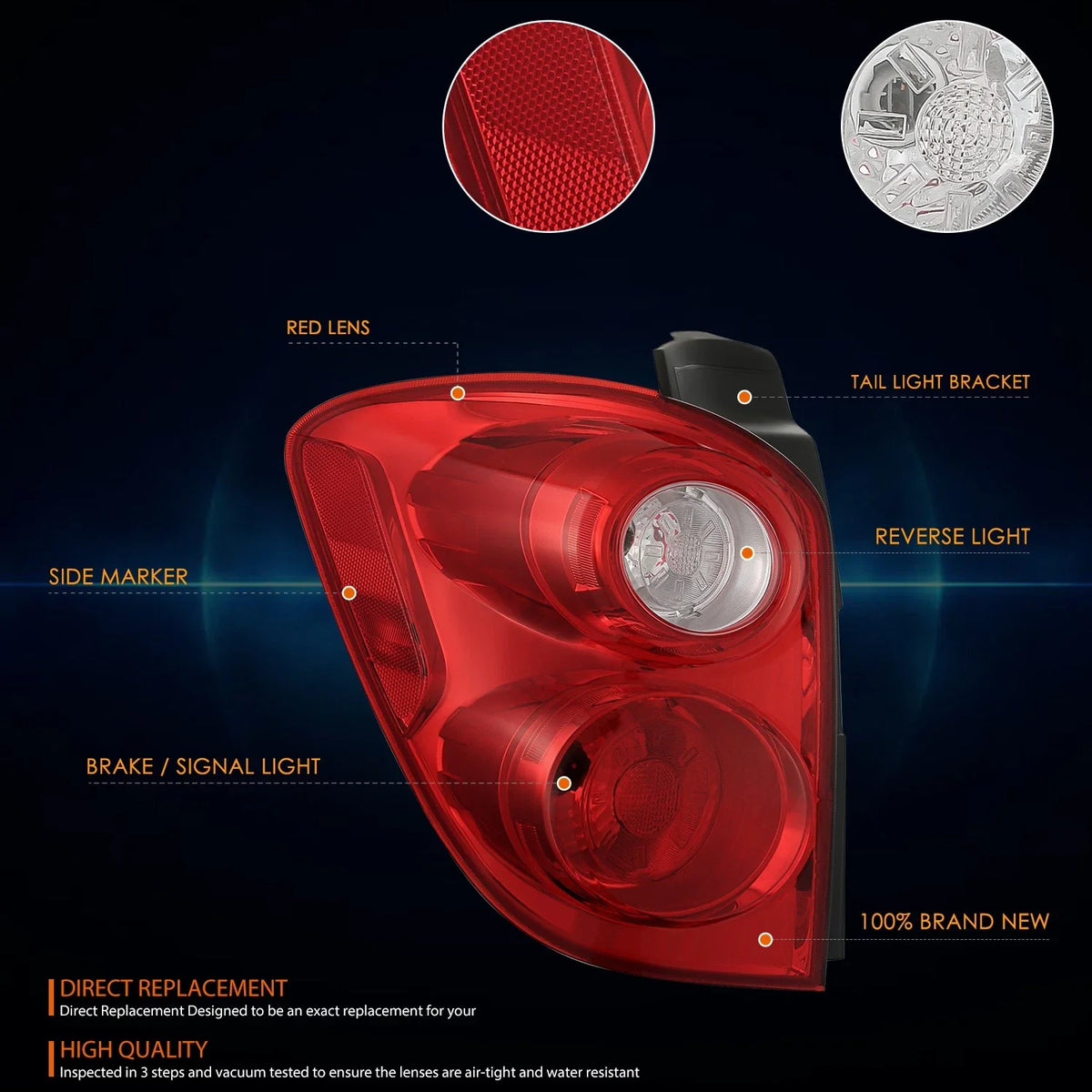 OE Style Left Side Chrome Tail Light Brake Lamp for Chevy Equinox (2010–2015)