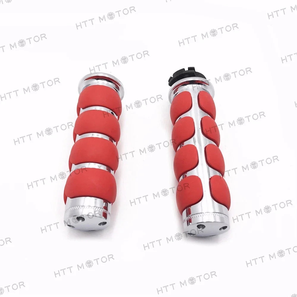 1" Hand Grip Flat for Harley FXDB Street Bob (2007–2017) - Red Chrome Billet Aluminum
