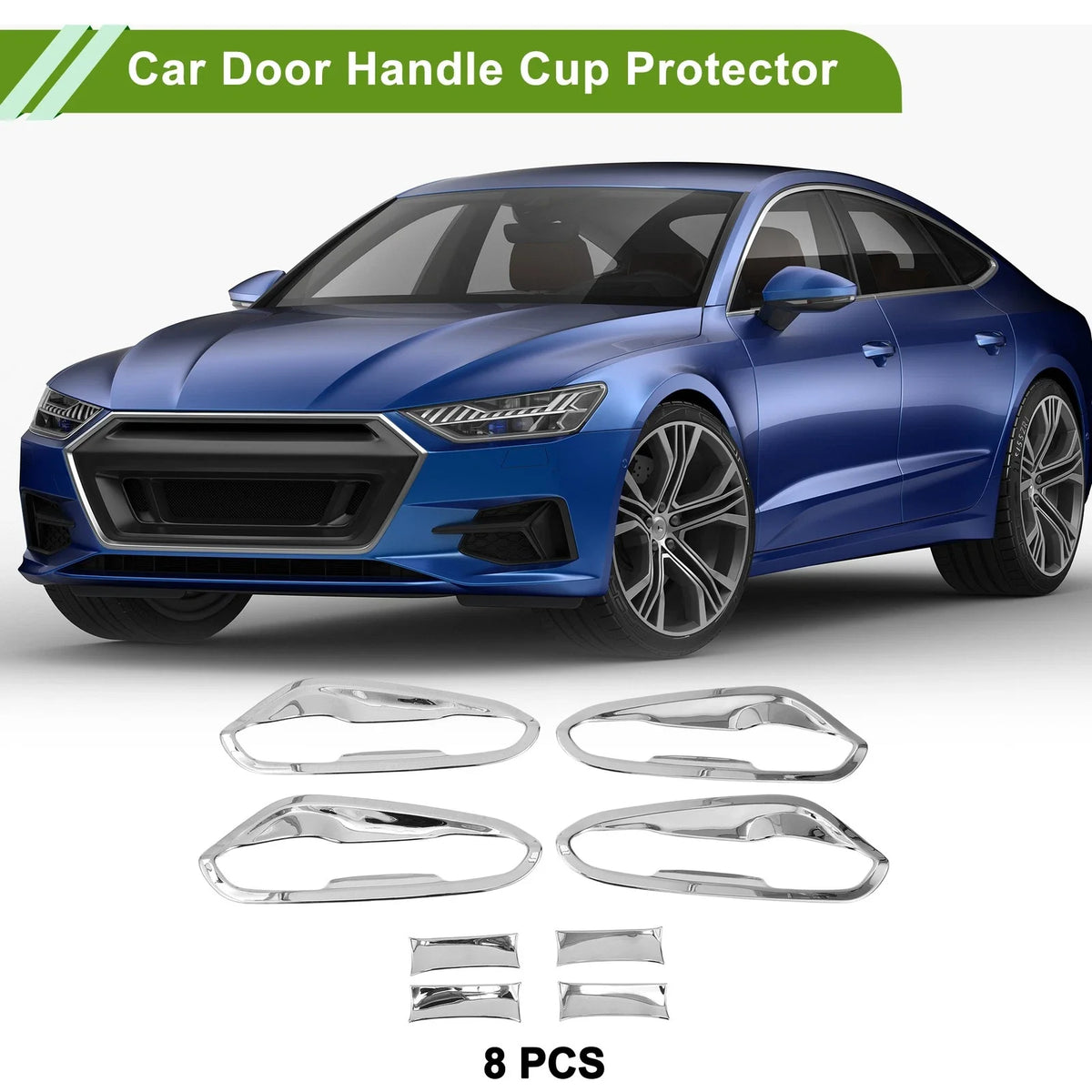Door Handle Cup Protector for Ford Fusion Mondeo (2013–2018) Silver Tone