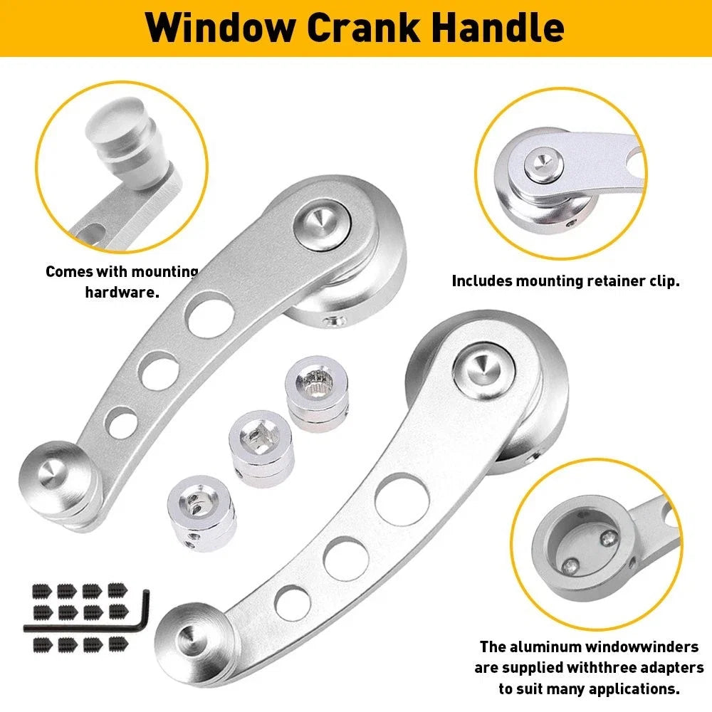 Pair Aluminum Billet Manual Window Crank Handle for Car Truck (EXV)