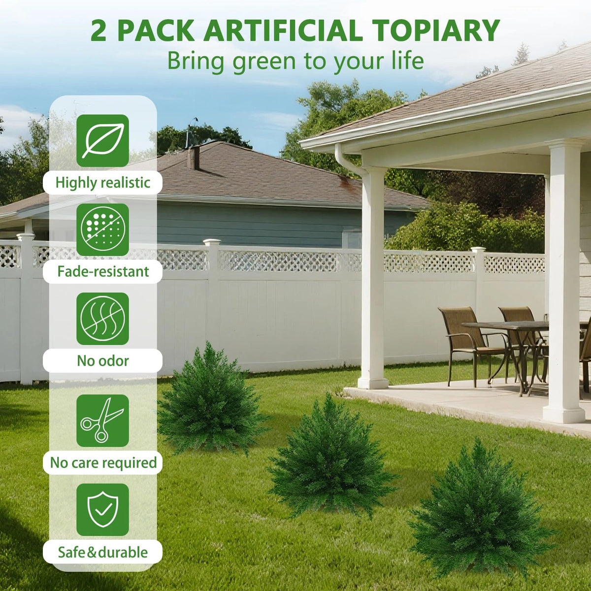 23" Artificial Cypress Topiary Ball Trees - Set of 2