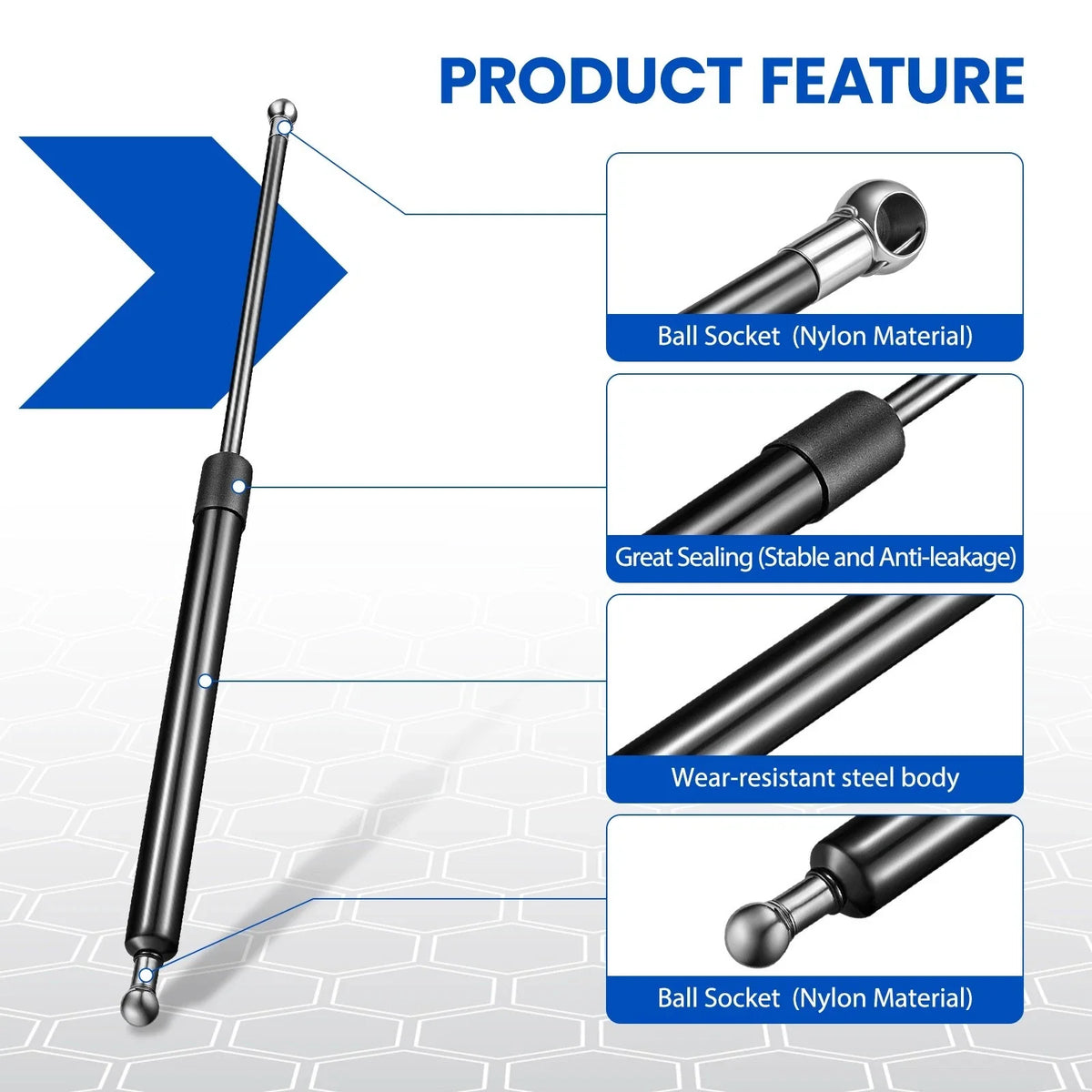 Gas Prop Struts for ST200M1250 Camper Shell Truck Topper Cap (250–250)