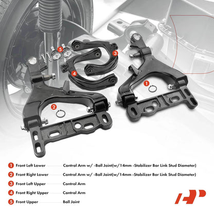 Set of 6 Front Control Arms with Ball Joints for Chevy Trailblazer (2004–2007) - 19133638, 22157320, K6664