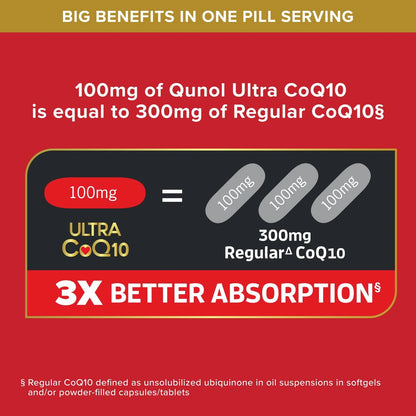 2X Qunol Ultra CoQ10 100mg, 120 Count Pack, 3X Better Absorption
